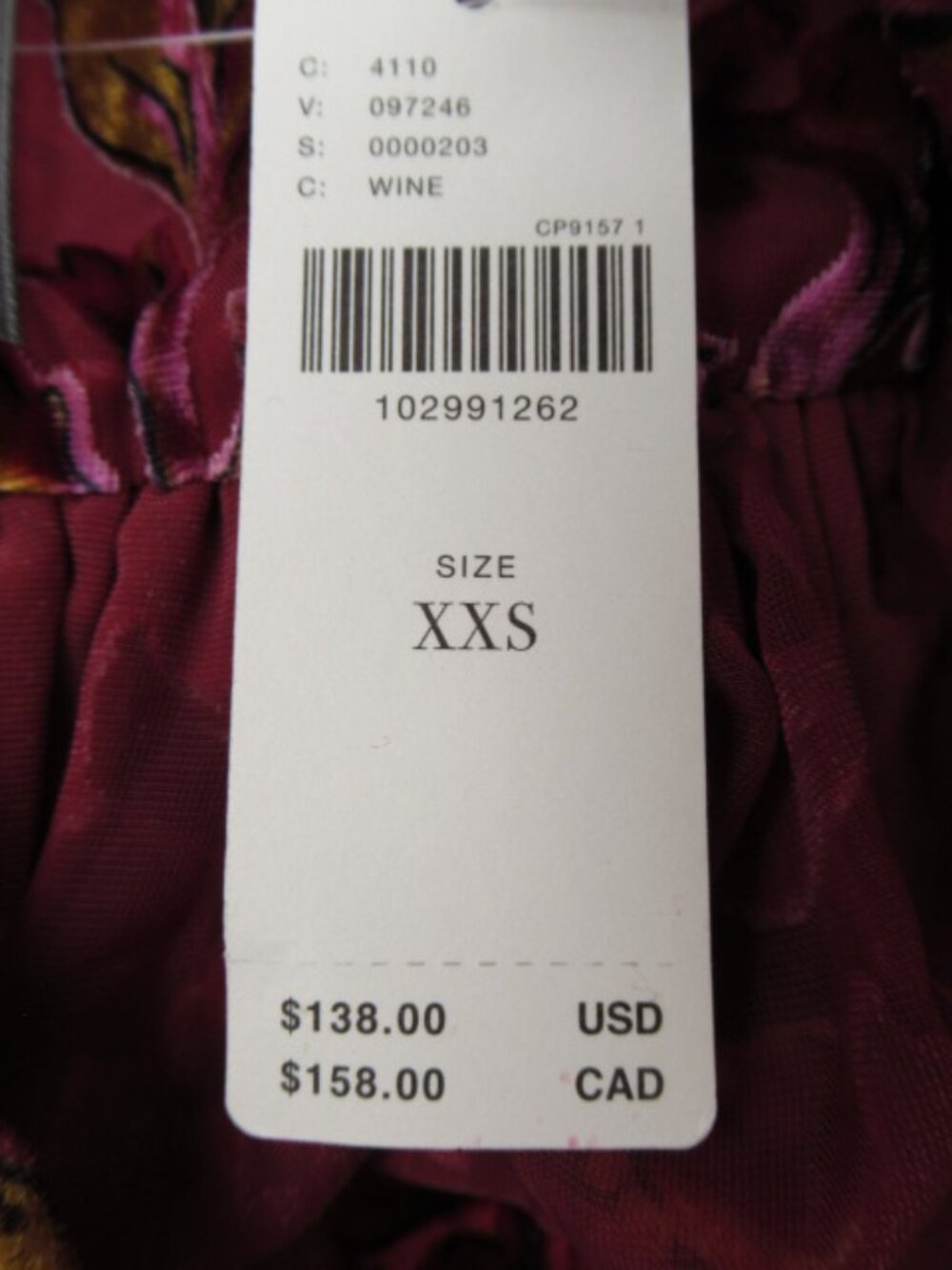 Anthropologie The Estela Burnout Sheer Printed Blouse Maroon Red XXS - Picture 12 of 12